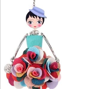 Handmade French Doll dress pendant necklace
